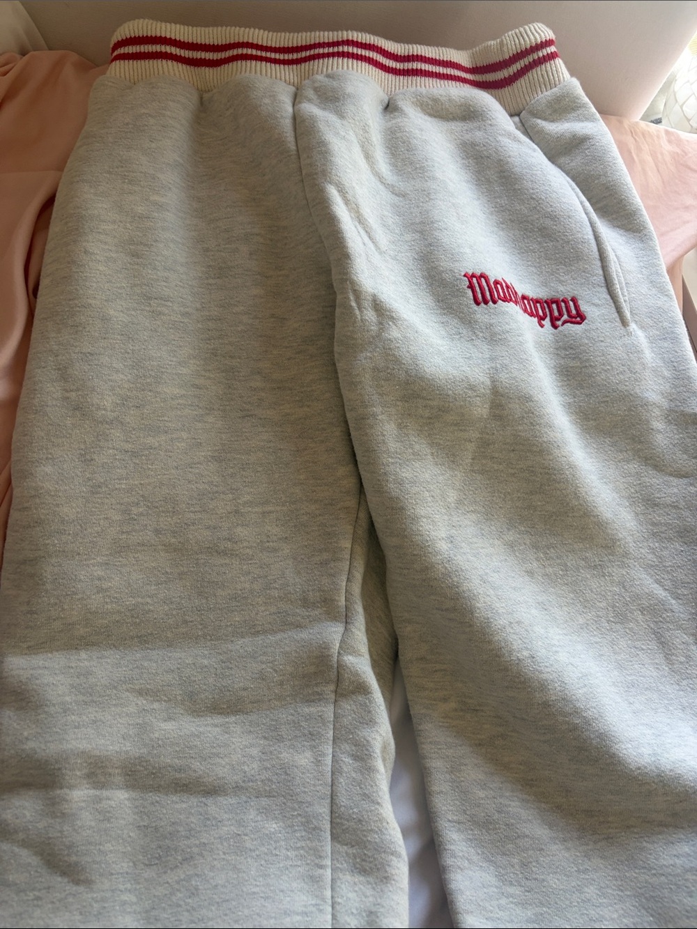 Madhappy Heather Gray Sweatpants with Red Trim